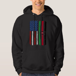 Vintage Patriotic American Flag & Kenya Flag Distr Hoodie