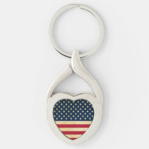 Vintage Patriotic American Flag Key Ring