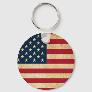 Vintage Patriotic American Flag Key Ring
