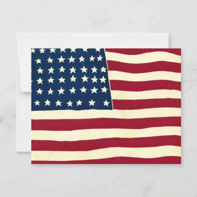 Vintage Patriotic American Flag, Party Invitation (Front)