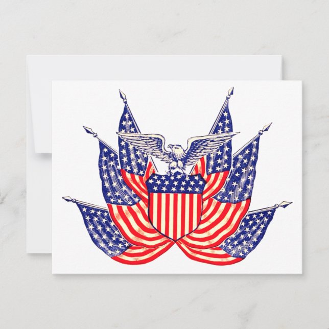 Vintage Patriotic American Flag, Party Invitation (Front)