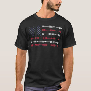 Vintage Patriotic American Flag Piston Muscle Car T-Shirt