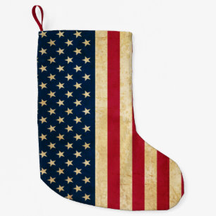 Vintage Patriotic American Flag Small Christmas Stocking