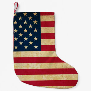 Vintage Patriotic American Flag Small Christmas Stocking