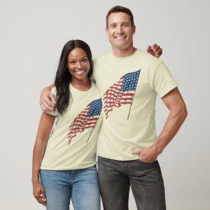 Vintage Patriotic American Flag Waving in the Wind T-Shirt