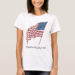 Vintage Patriotic American Flag Waving in the Wind T-Shirt
