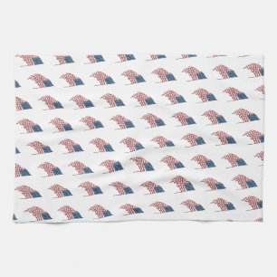 Vintage Patriotic American Flag Waving in the Wind Tea Towel