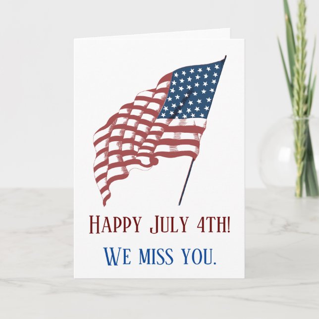 Vintage Patriotic American Flag Waving in Wind Card (Front)