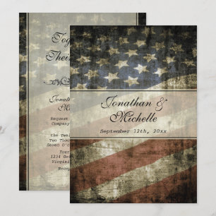 Vintage Patriotic American Flag Wedding Invitation