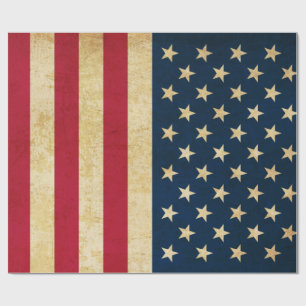 Vintage Patriotic American Flag Wrapping Paper