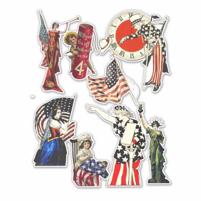 Vintage Patriotic Americana 4th of july Art Collag (Front)