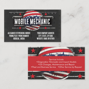 Vintage Patriotic Auto Mechanic American Flag Car Business Card