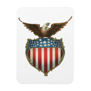 Vintage Patriotic, Bald Eagle with American Flag Magnet