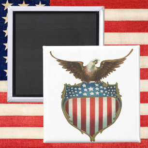 Vintage Patriotic, Bald Eagle with American Flag Magnet