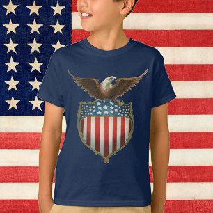 Vintage Patriotic, Bald Eagle with American Flag T-Shirt