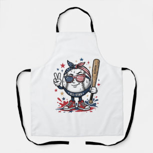 Vintage Patriotic Baseball Mascot Shirt Design_1 Apron