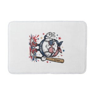 Vintage Patriotic Baseball Mascot Shirt Design_1 Bath Mat