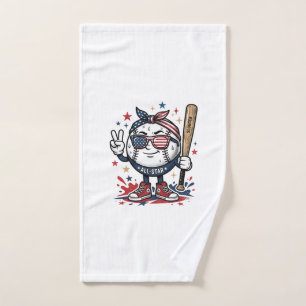 Vintage Patriotic Baseball Mascot Shirt Design_1 Hand Towel
