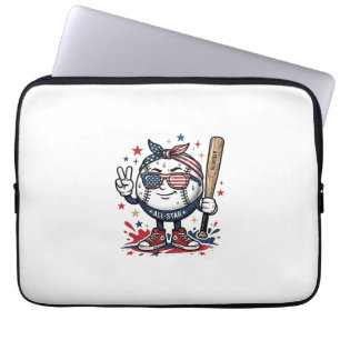 Vintage Patriotic Baseball Mascot Shirt Design_1 Laptop Sleeve