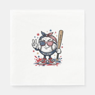 Vintage Patriotic Baseball Mascot Shirt Design_1 Napkin