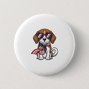 Vintage Patriotic Beagle Dog Sunglasses Shirt_1 6 Cm Round Badge