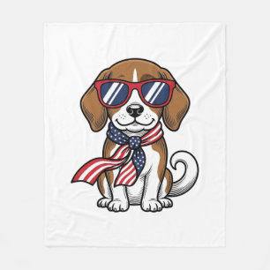 Vintage Patriotic Beagle Dog Sunglasses Shirt_1 Fleece Blanket