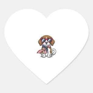 Vintage Patriotic Beagle Dog Sunglasses Shirt_1 Heart Sticker