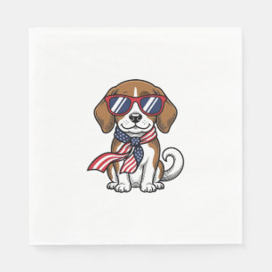 Vintage Patriotic Beagle Dog Sunglasses Shirt_1 Napkin