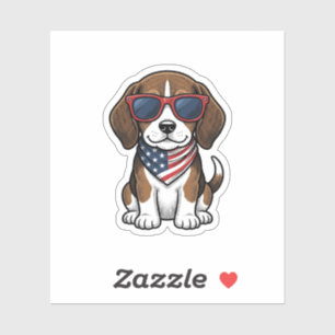 Vintage Patriotic Beagle Puppy Sunglasses Shirt_1
