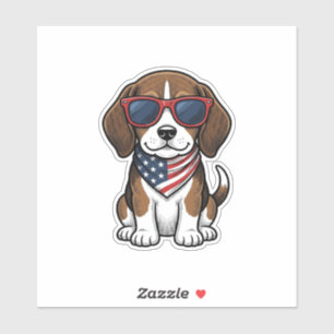 Vintage Patriotic Beagle Puppy Sunglasses Shirt_1
