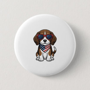 Vintage Patriotic Beagle Puppy Sunglasses Shirt_1 6 Cm Round Badge