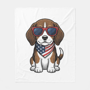 Vintage Patriotic Beagle Puppy Sunglasses Shirt_1 Fleece Blanket