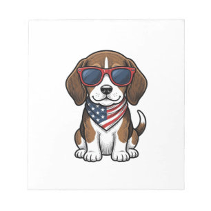 Vintage Patriotic Beagle Puppy Sunglasses Shirt_1 Notepad