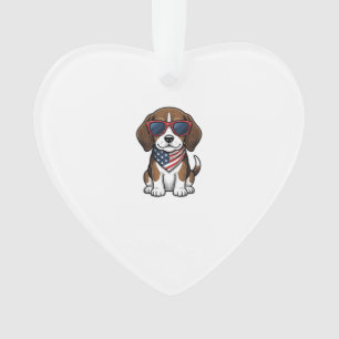 Vintage Patriotic Beagle Puppy Sunglasses Shirt_1 Ornament