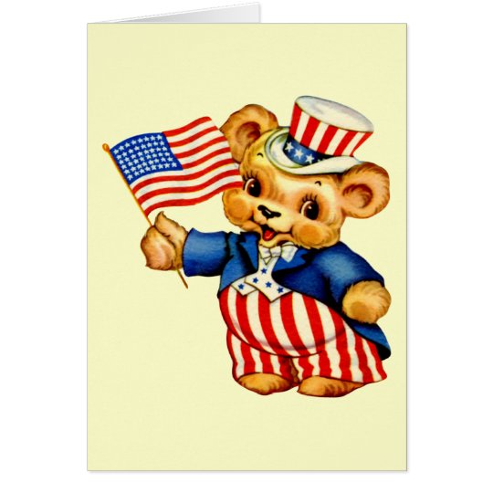Vintage Patriotic Bear Card
