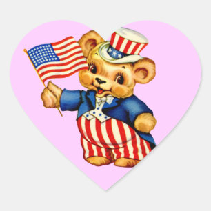 Vintage Patriotic Bear Sticker