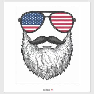 Vintage Patriotic Beard Sunglasses Graphic Shirt_1