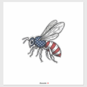 Vintage Patriotic Bee Vector Graphic Shirt Design_