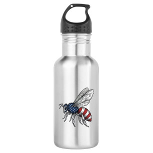Vintage Patriotic Bee Vector Graphic Shirt Design_ 532 Ml Water Bottle
