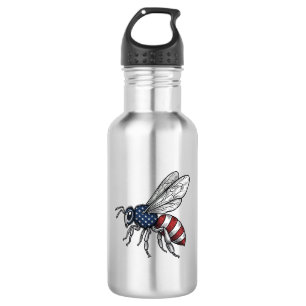 Vintage Patriotic Bee Vector Graphic Shirt Design_ 532 Ml Water Bottle