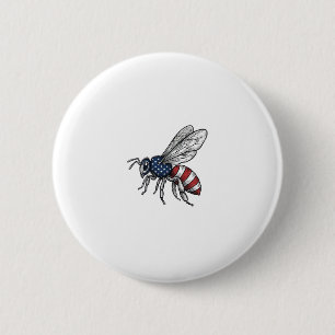 Vintage Patriotic Bee Vector Graphic Shirt Design_ 6 Cm Round Badge