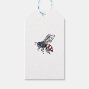 Vintage Patriotic Bee Vector Graphic Shirt Design_ Gift Tags