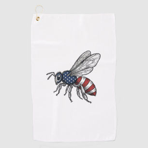 Vintage Patriotic Bee Vector Graphic Shirt Design_ Golf Towel