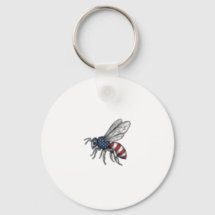 Vintage Patriotic Bee Vector Graphic Shirt Design_ Key Ring