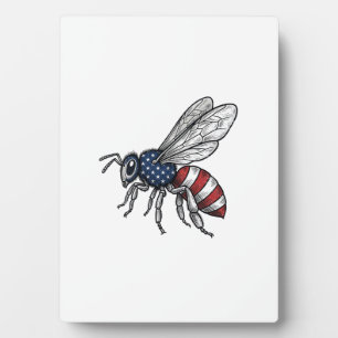 Vintage Patriotic Bee Vector Graphic Shirt Design_ Plaque