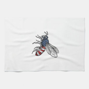 Vintage Patriotic Bee Vector Graphic Shirt Design_ Tea Towel