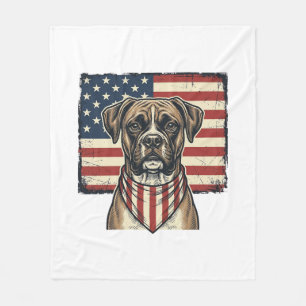 Vintage Patriotic Boxer Dog Flag Shirt Design_1 Fleece Blanket