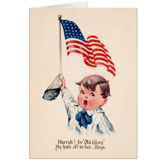 Vintage Patriotic Boy American Flag 4th of July