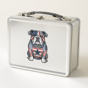 Vintage Patriotic Bulldog Vector Shirt Design_1 Metal Lunch Box