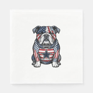 Vintage Patriotic Bulldog Vector Shirt Design_1 Napkin